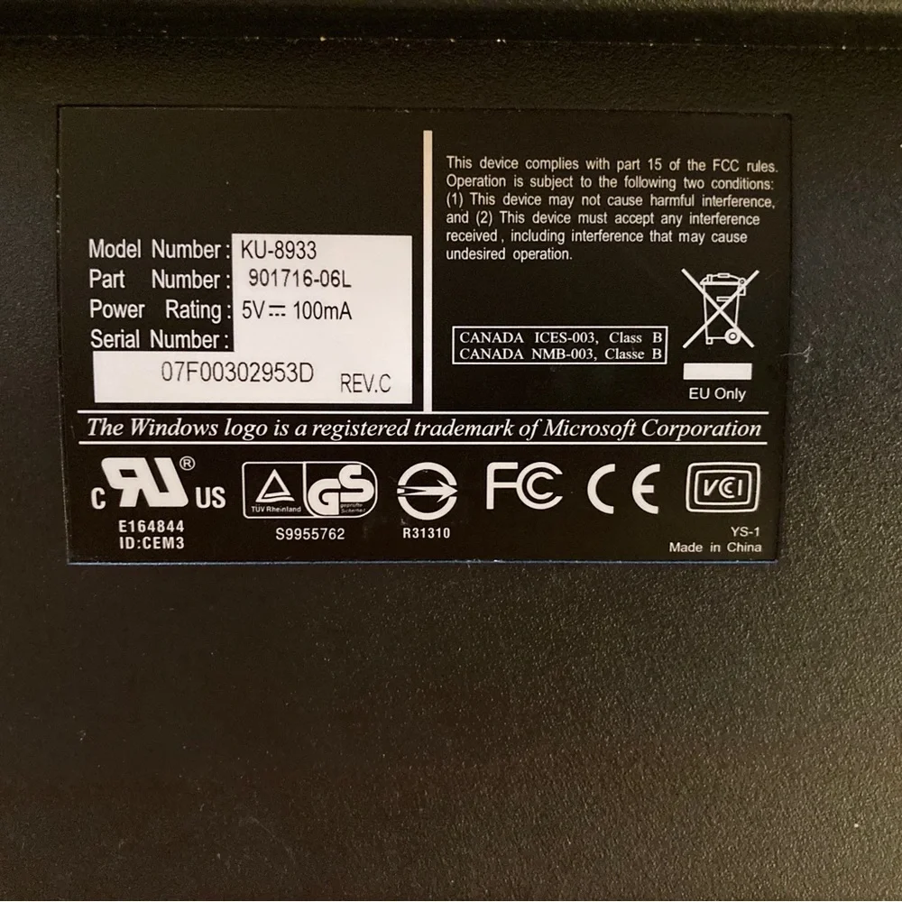 DELL WYSE KU-8933 US ENGLISH USB WIRED BLACK DESKTOP KEYBOARD